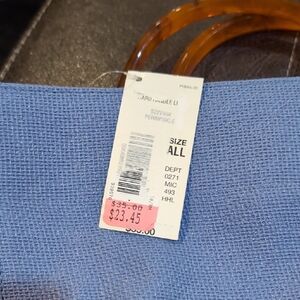 Periwinkle Women's Bag with Brown Handles
